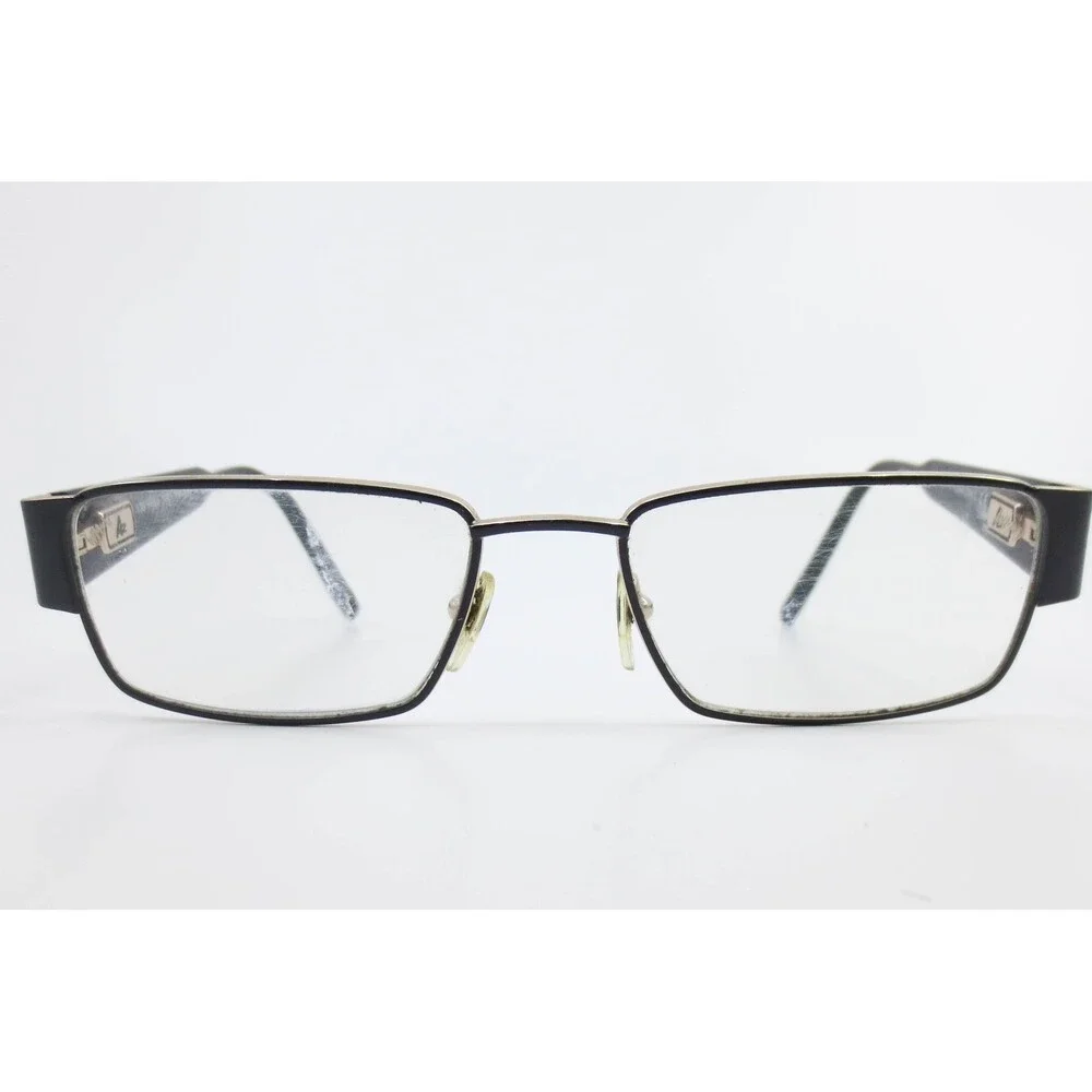 A2 Hilco 1601 Black Silver Rectangular Eyeglasses Frames 54-17-135 A2-555 BLCK